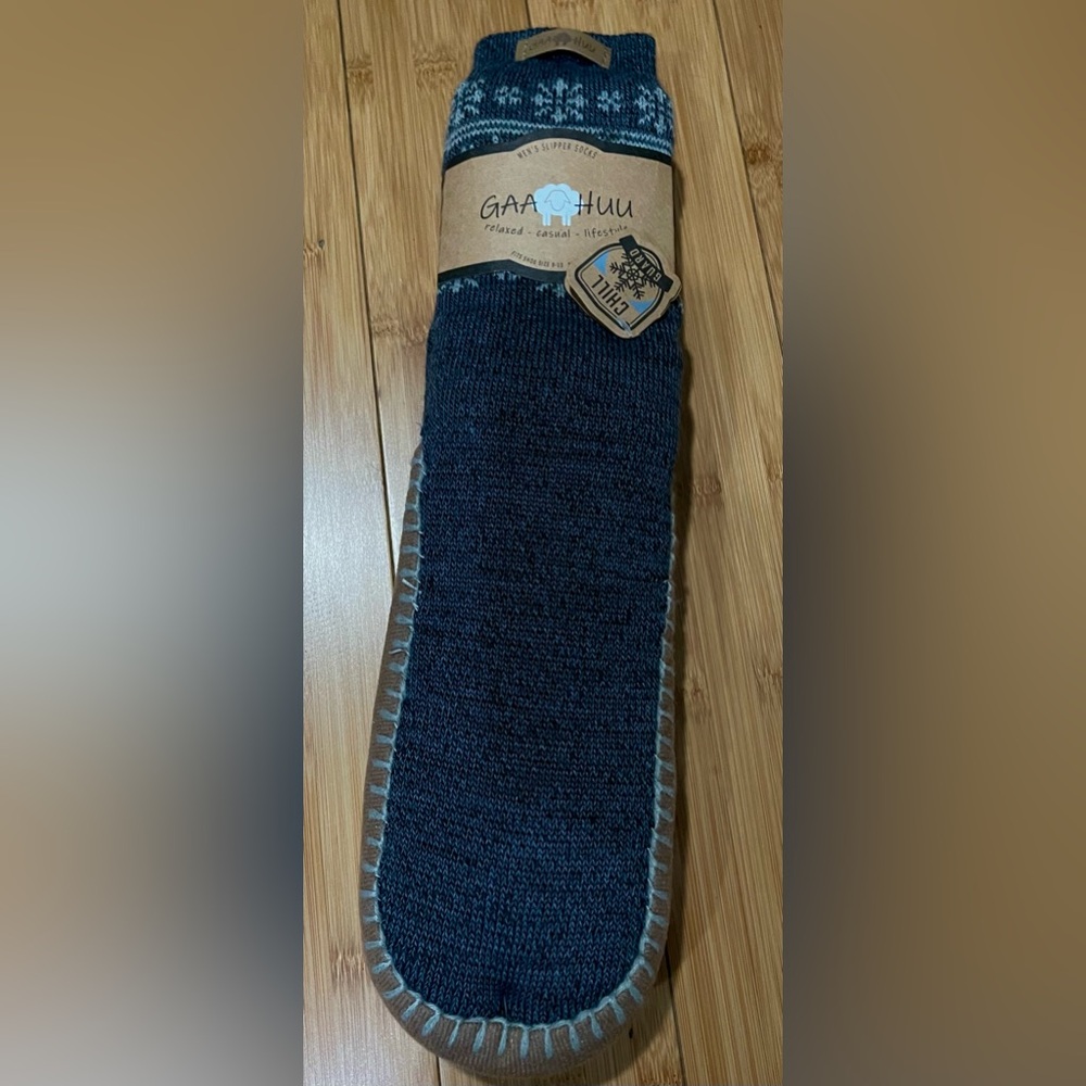 Taux Shearling lining long non - skins Socks with gray mose disingn border